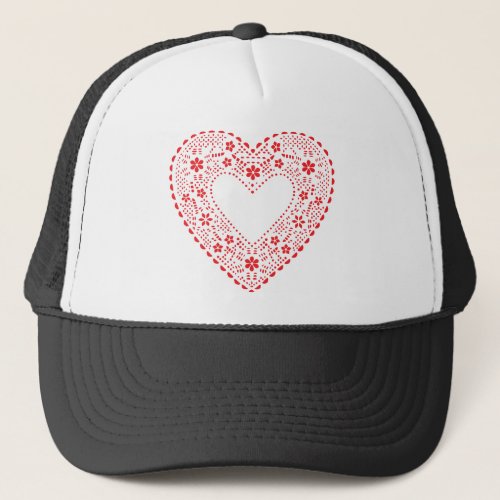 Red Lace Heart Trucker Hat
