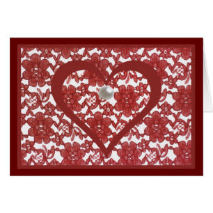 Red Lace Pattern Valentine's Day Poem Cards