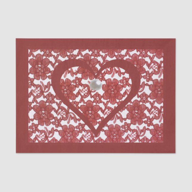 Red Lace Pattern Valentine's Day Tissue Paper (Front)