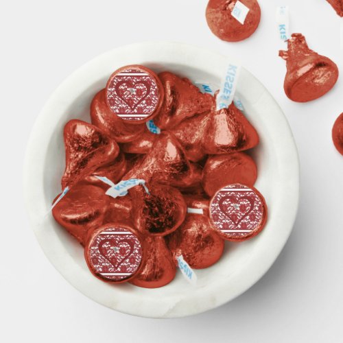 Red Lace Pattern Valentines Hersheys Kisses