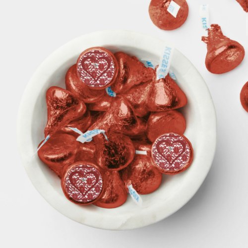 Red Lace Pattern Valentines Hersheys Kisses