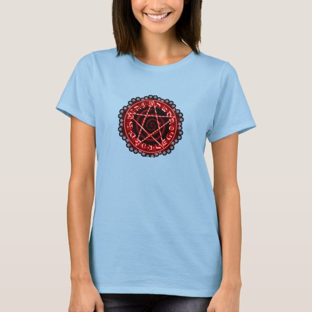 RED LACE PENTAGRAM T-Shirt (Front)