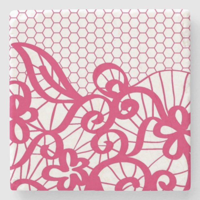 Red lace stone coaster (Front)