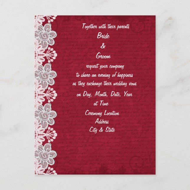 Red Lace Wedding Invitation (Front)