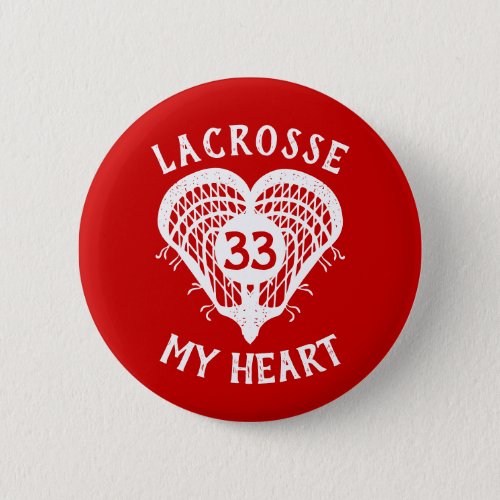 Red Lacrosse My Heart Button