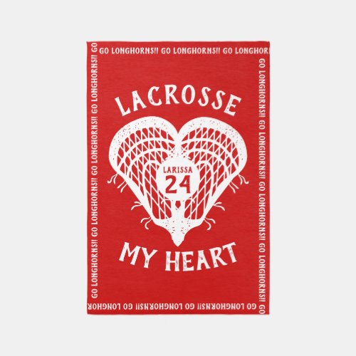 Red Lacrosse My Heart Rug