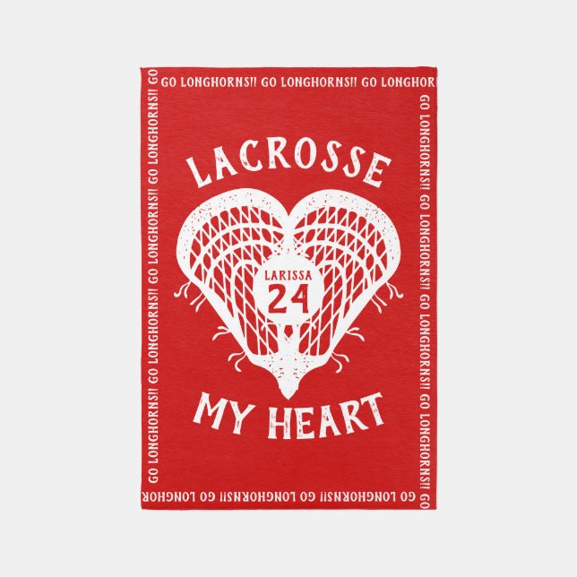 Red Lacrosse My Heart Rug (Front (Vertical))