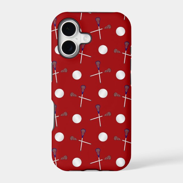 Red lacrosse pattern iphone case (Back)