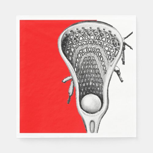 Red Lacrosse Sports Napkins
