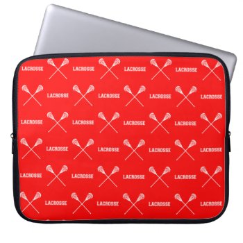 Red Lacrosse Sticks Laptop Sleeve by sportsdesign at Zazzle
