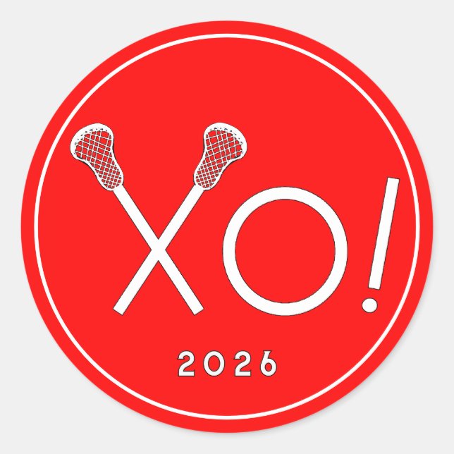 Red Lacrosse Team Classic Round Sticker (Front)