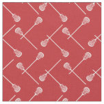Red Lacrosse White Sticks Patterned Fabric