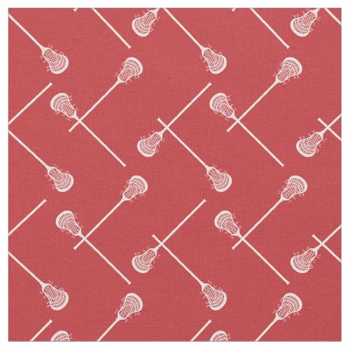 Red Lacrosse White Sticks Patterned Fabric