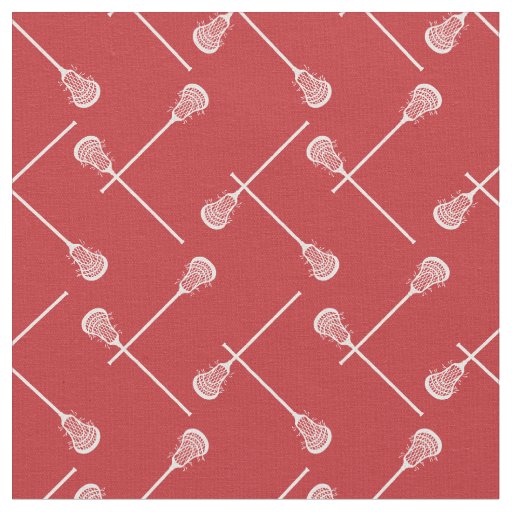 Red Lacrosse White Sticks Patterned Fabric