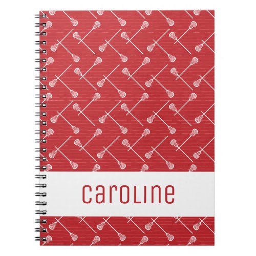 Red Lacrosse White Sticks Patterned Notebook