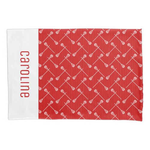 Red Lacrosse White Sticks Patterned Pillow Case