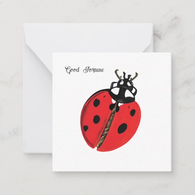 Red Lady Bug Good Luck Ambassador Illustration  Note Card (Front)