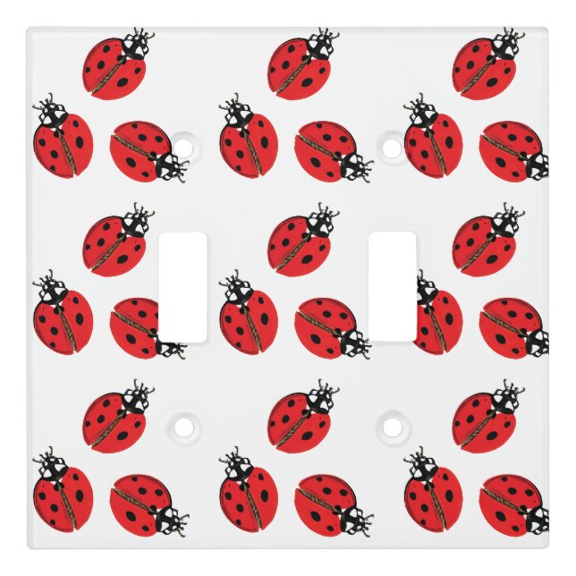 Red Lady Bug Illustration Light Switch Cover (Front)
