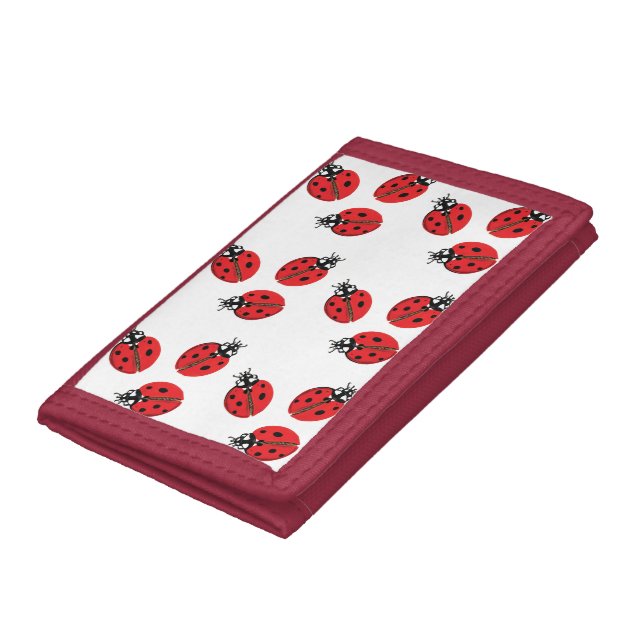 Red Lady Bug Illustration Trifold Wallet (Bottom)