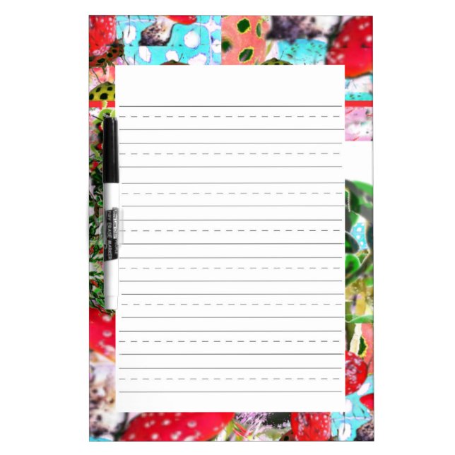 Red Ladybug ABC Lettering Worksheet Dry Erase Board (Front)