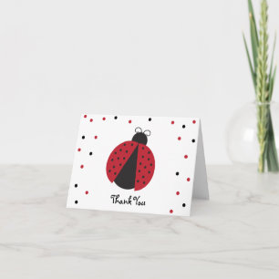 Red Ladybug Baby Girl's Birthday Thank You Card