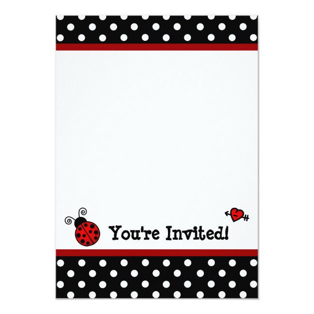 Red Ladybug Baby Shower Black And White Polka Dots Invitation