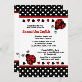 Red Ladybug Baby Shower Black and White Polka Dots Invitation (Front/Back)