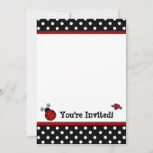 Red Ladybug Baby Shower Black and White Polka Dots Invitation (Back)