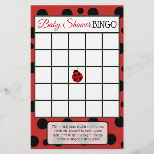 Red Ladybug  Baby Shower Games Flyer