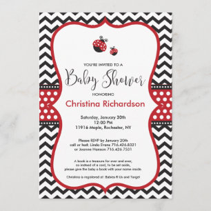 Red Ladybug Baby Shower Invitation