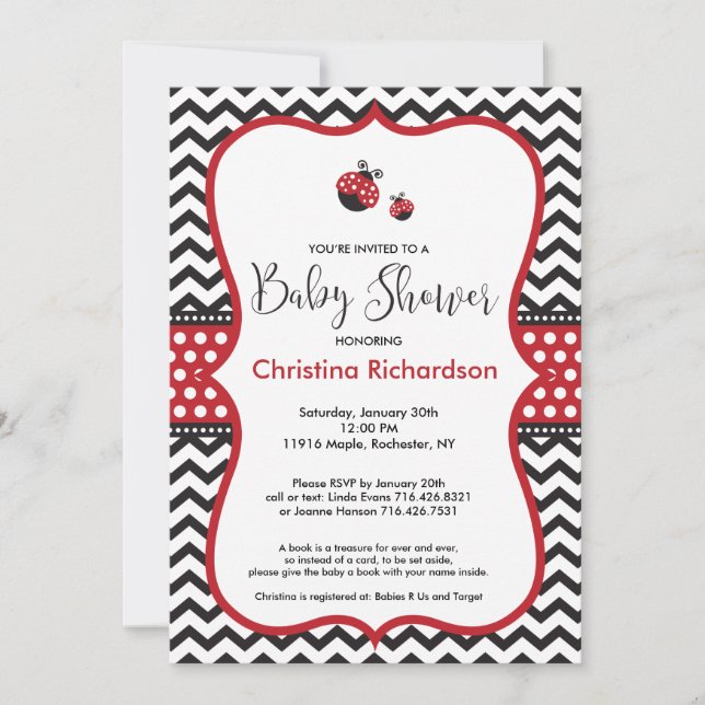 Red Ladybug Baby Shower Invitation (Front)