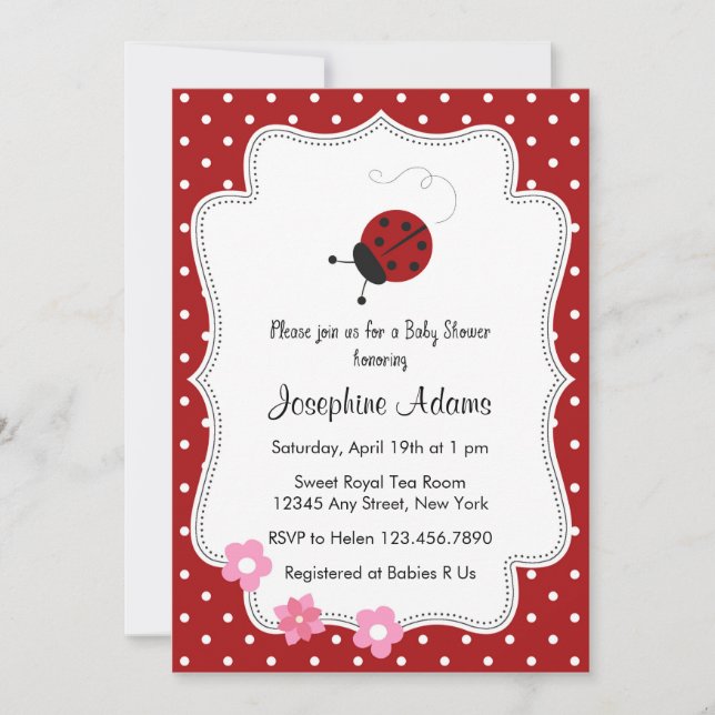 Red Ladybug Baby Shower Invitation (Front)