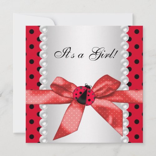 Red Ladybug Baby Shower Invitation