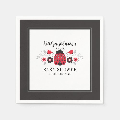 Red Ladybug Baby Shower Napkin