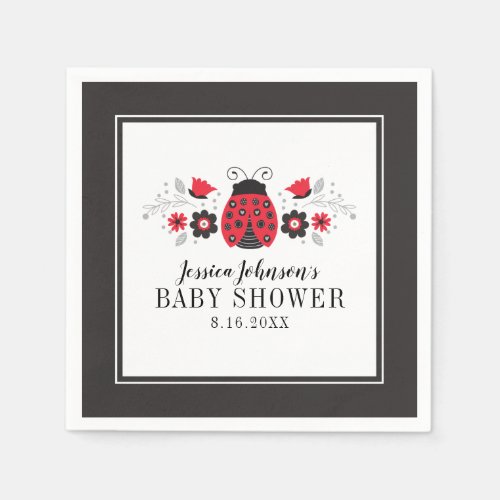 Red Ladybug Baby Shower Napkin