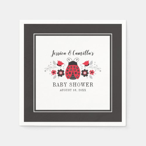 Red Ladybug Baby Shower Napkin