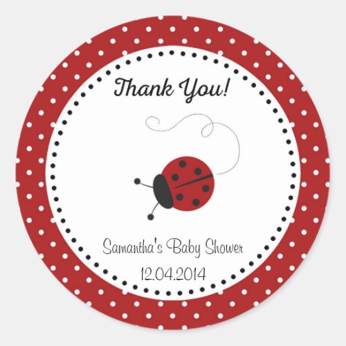 Red Ladybug Baby Shower Sticker