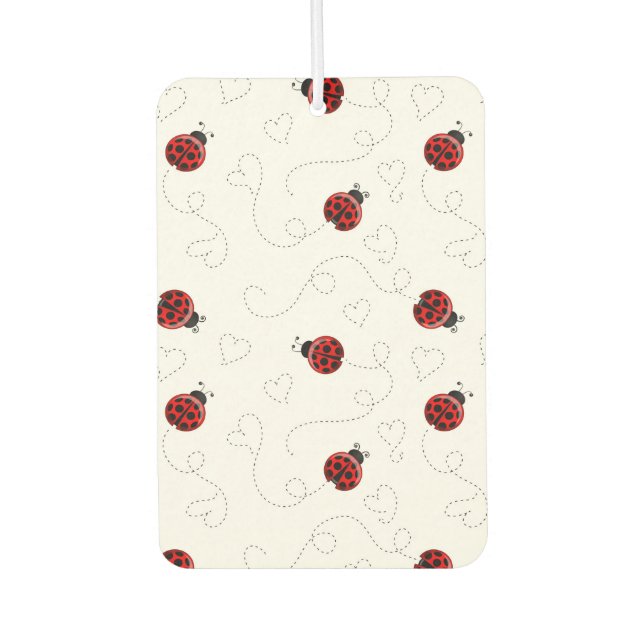 Red Ladybug Beetle Insect Lover Black Hearts Air Freshener (Front)