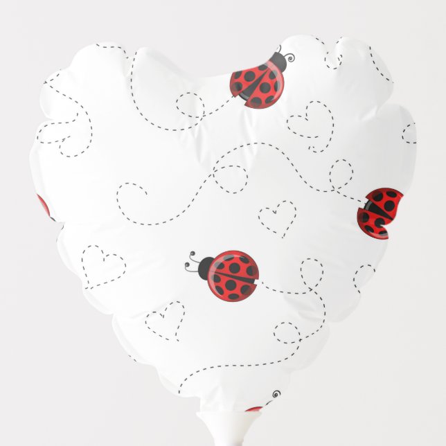 Red Ladybug Beetle Insect Lover Black Hearts Balloon (Front)