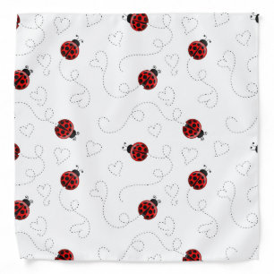 Red Ladybug Beetle Insect Lover Black Hearts Bandana