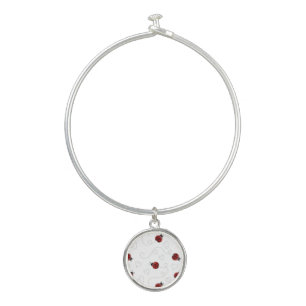 Red Ladybug Beetle Insect Lover Black Hearts Bangle Bracelet