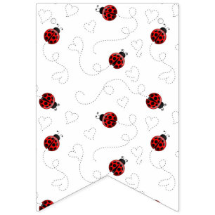 Red Ladybug Beetle Insect Lover Black Hearts Bunting Flags