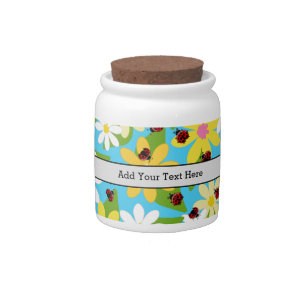 Red Ladybug Beetle Insect Lover Black Hearts Candy Jar