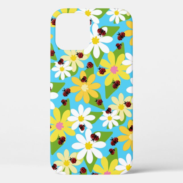 Red Ladybug Beetle Insect Lover Black Hearts Case-Mate iPhone Case (Back)