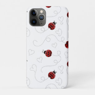 Red Ladybug Beetle Insect Lover Black Hearts iPhone 11 Pro Case