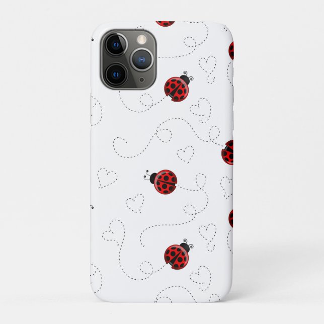 Red Ladybug Beetle Insect Lover Black Hearts Case-Mate iPhone Case (Back)