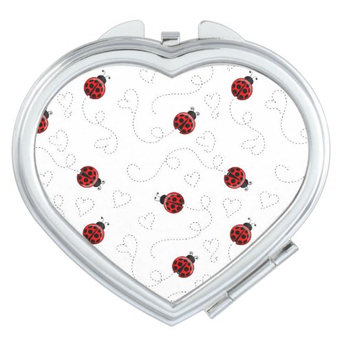 Red Ladybug Beetle Insect Lover Black Hearts Compact Mirror