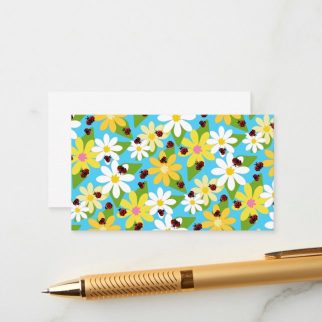 Red Ladybug Beetle Insect Lover Black Hearts Enclosure Card (Front/Back In Situ)