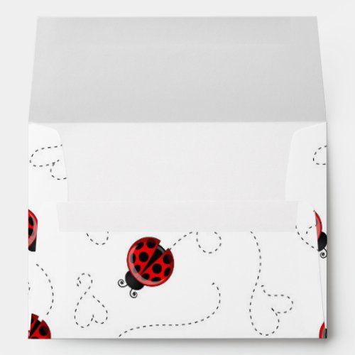 Red Ladybug Beetle Insect Lover Black Hearts Envelope