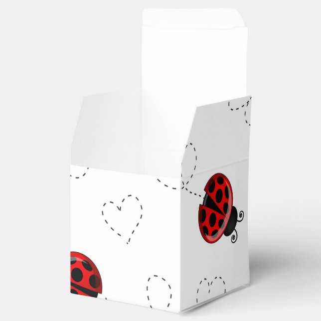 Red Ladybug Beetle Insect Lover Black Hearts Favor Boxes (Opened)